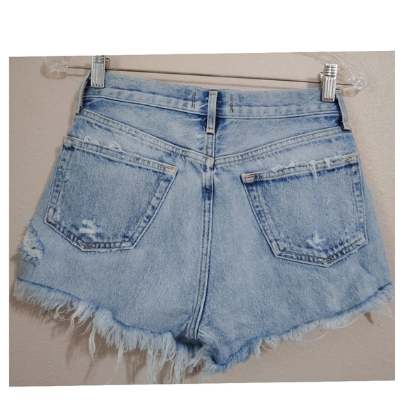 Agolde Blue Jean Shorts High-Waisted Distressed Size 24 - Picture 3 of 6